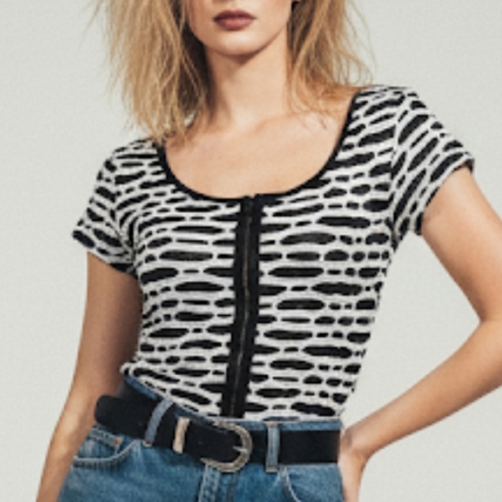 Vintage 90s X:S Stretchy Black And White Top Medium